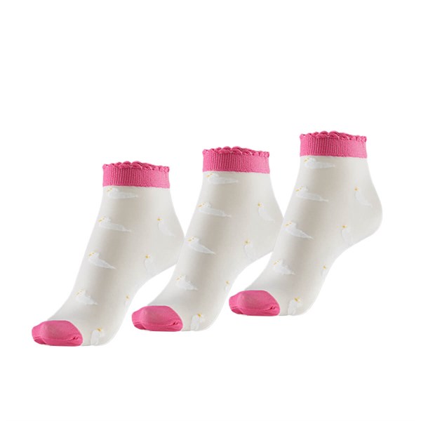 Koku Yapmayan Duckly Soket Kadın Pembe Gümüş Çorap 3'lü Paket