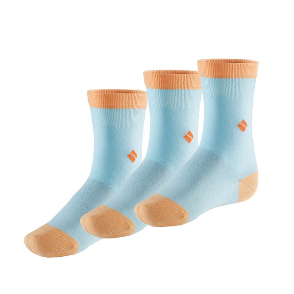 Koku Yapmayan Soket Kız Çocuk Mavi Turuncu Gümüş Çorap 3'lü Paket