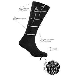 Diyabetik Dizaltı Erkek Siyah Gümüş Çorap 3'lü Paket