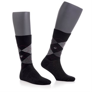 Günlük Plaid Soket Erkek Siyah Gri Bordo Gümüş Çorap