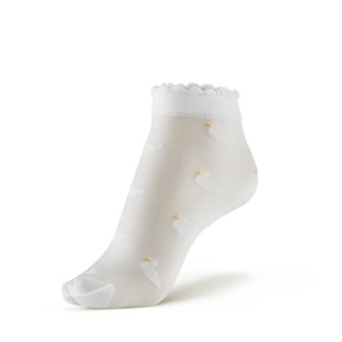 Koku Yapmayan Duckly Soket Kadın Beyaz Gümüş Çorap