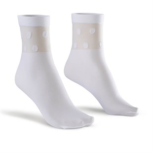 Koku Yapmayan Polka Soket Kadın Beyaz Gümüş Çorap 3'lü Paket