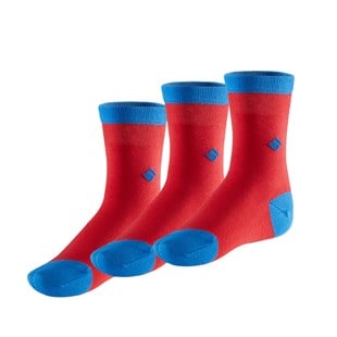 Koku Yapmayan Soket Erkek Çocuk Kırmızı Saks Gümüş Çorap 3lü Paket