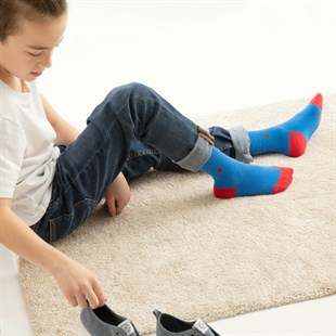 Koku Yapmayan Soket Erkek Çocuk Saks Kırmızı Gümüş Çorap