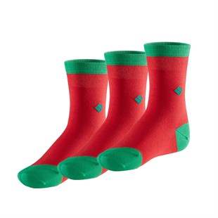 Koku Yapmayan Soket Kız Çocuk Kırmızı Yeşil Gümüş Çorap 3lü Paket