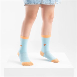 Koku Yapmayan Soket Kız Çocuk Mavi Turuncu Gümüş Çorap
