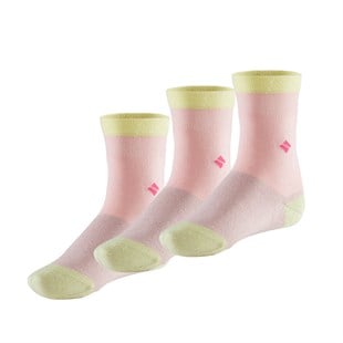 Koku Yapmayan Soket Kız Çocuk Pembe Sarı Gümüş Çorap 3lü Paket