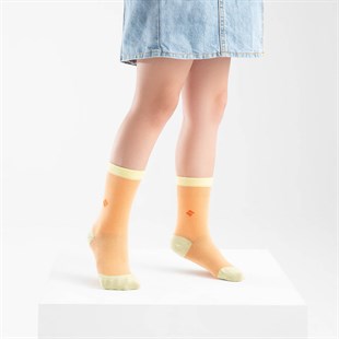 Koku Yapmayan Soket Kız Çocuk Turuncu Sarı Gümüş Çorap 3'lü Paket