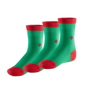 Koku Yapmayan Soket Kız Çocuk Yeşil Kırmızı Gümüş Çorap 3lü Paket