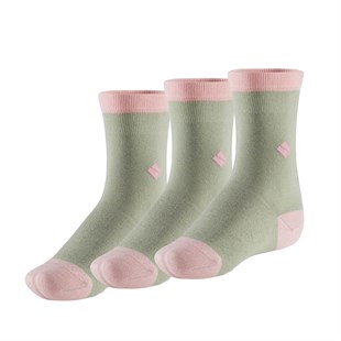 Koku Yapmayan Soket Kız Çocuk Yeşil Pembe Gümüş Çorap 3'lü Paket