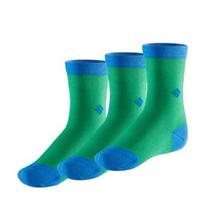 Koku Yapmayan Soket Kız Çocuk Yeşil Saks Gümüş Çorap 3lü Paket