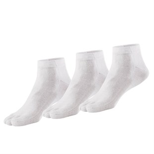 Mantar Önleyici Parmaklı Patik Erkek Beyaz Gümüş Çorap 3'lü Paket