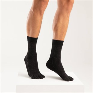 Mantar Önleyici Parmaklı Soket Erkek Siyah Gümüş Çorap 3'lü Paket