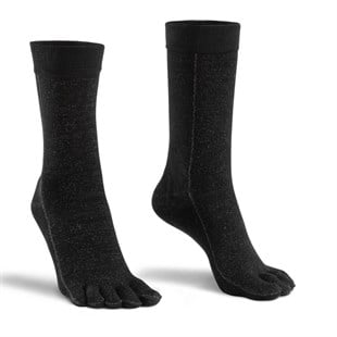Mantar Önleyici Parmaklı Soket Kadın Siyah Gümüş Çorap